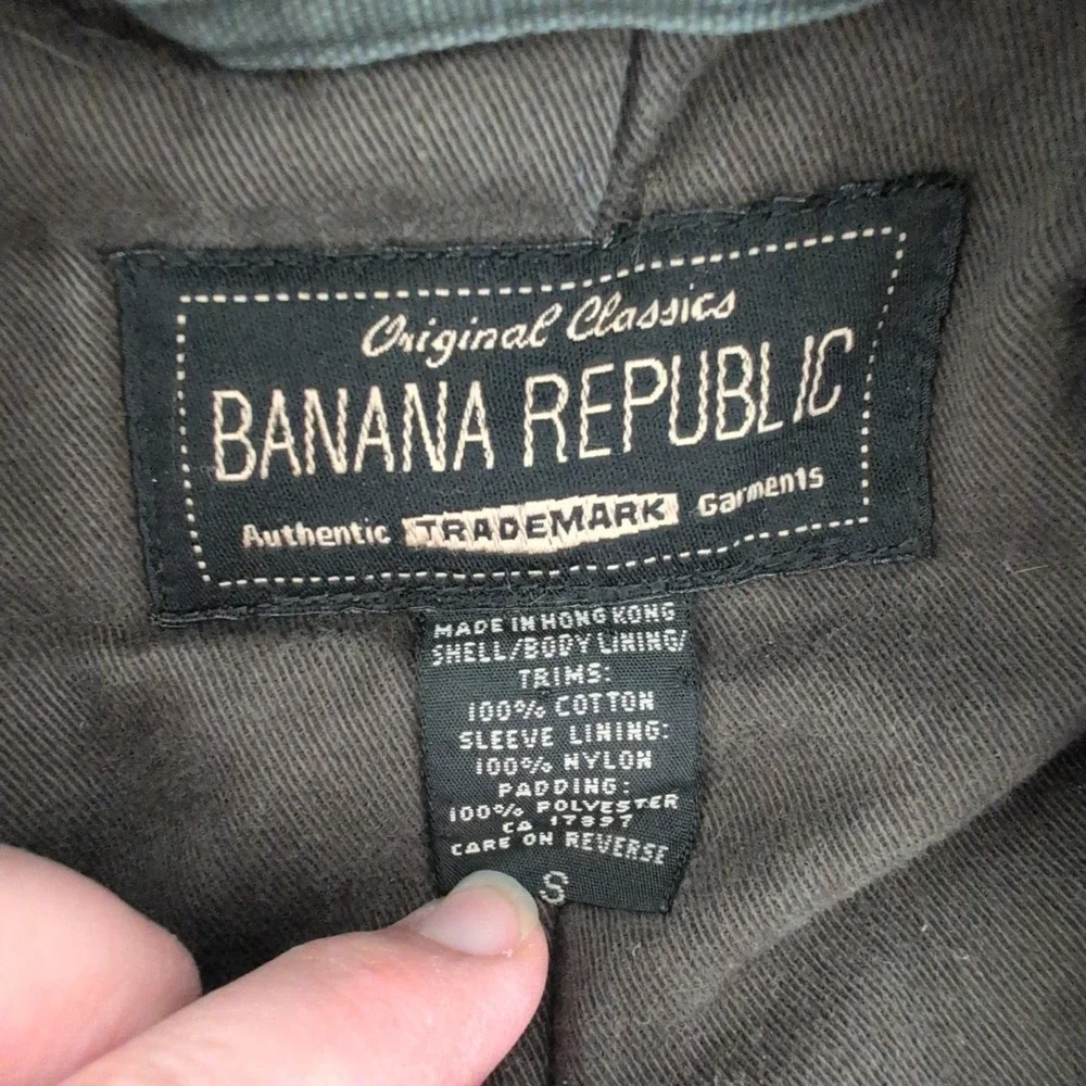 Vintage Banana Republic Gray Canvas Barn Chore Coat Corduroy Pockets Size S Work